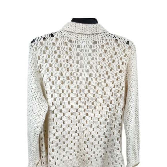 Modern Soul Women’s Acrylic Wool Angora Blend Crochet Cardigan Sweater XL Cream - Picture 4 of 11